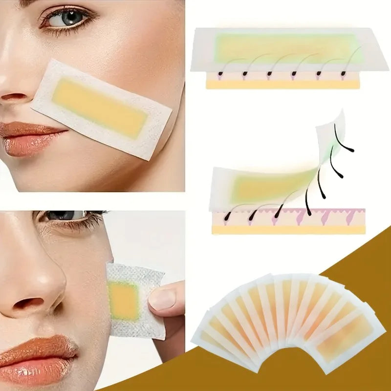 10-Pack Honey Facial Wax Strips – Brows, Lips & Cheeks