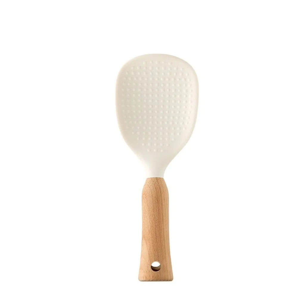 Wood Handle Silicone Rice Paddle – BPA-Free Non-Stick Spoon