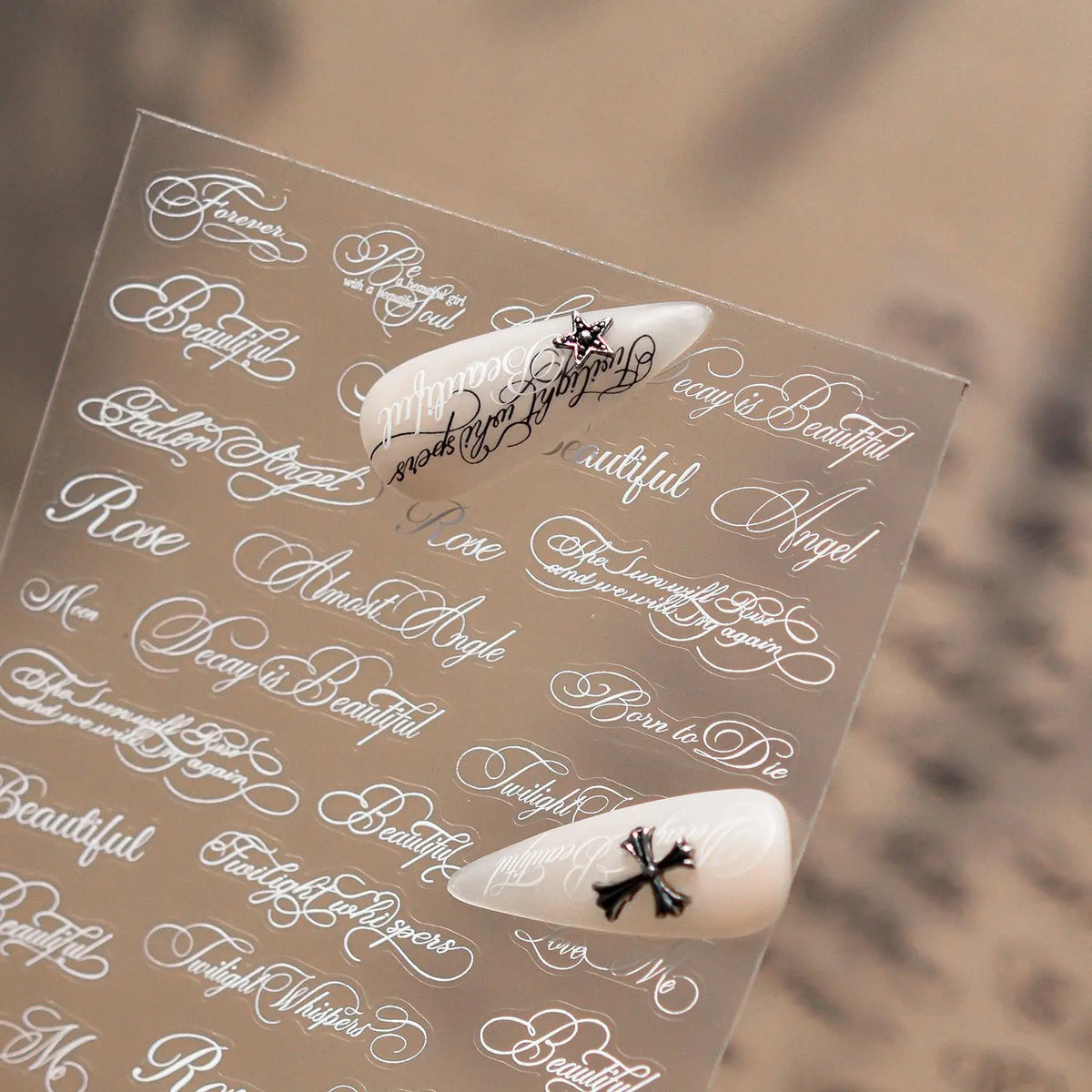 3D English Letter Nail Art Stickers – Floral Text DIY Decals