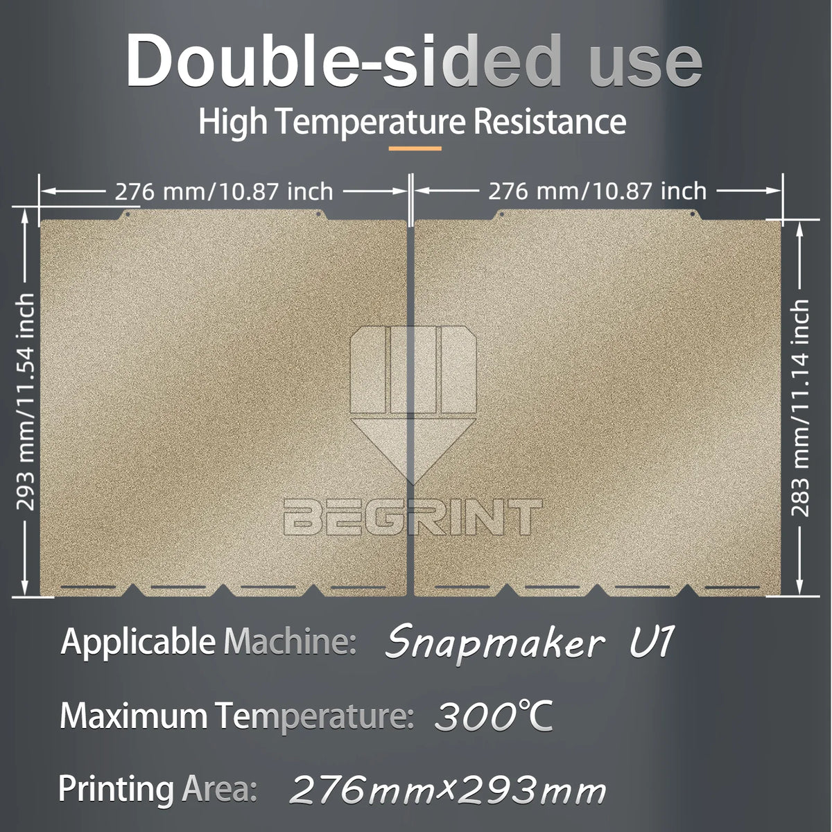 Snapmaker U1 Dual-Sided PEI Flexible Spring Steel Build Plate
