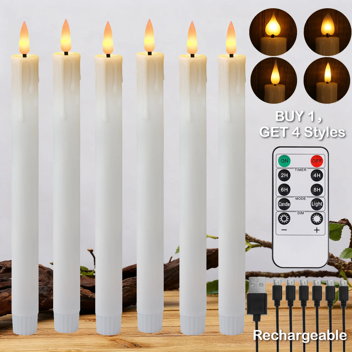 Flameless LED Taper Candles with Remote & Timer | Battery Operated