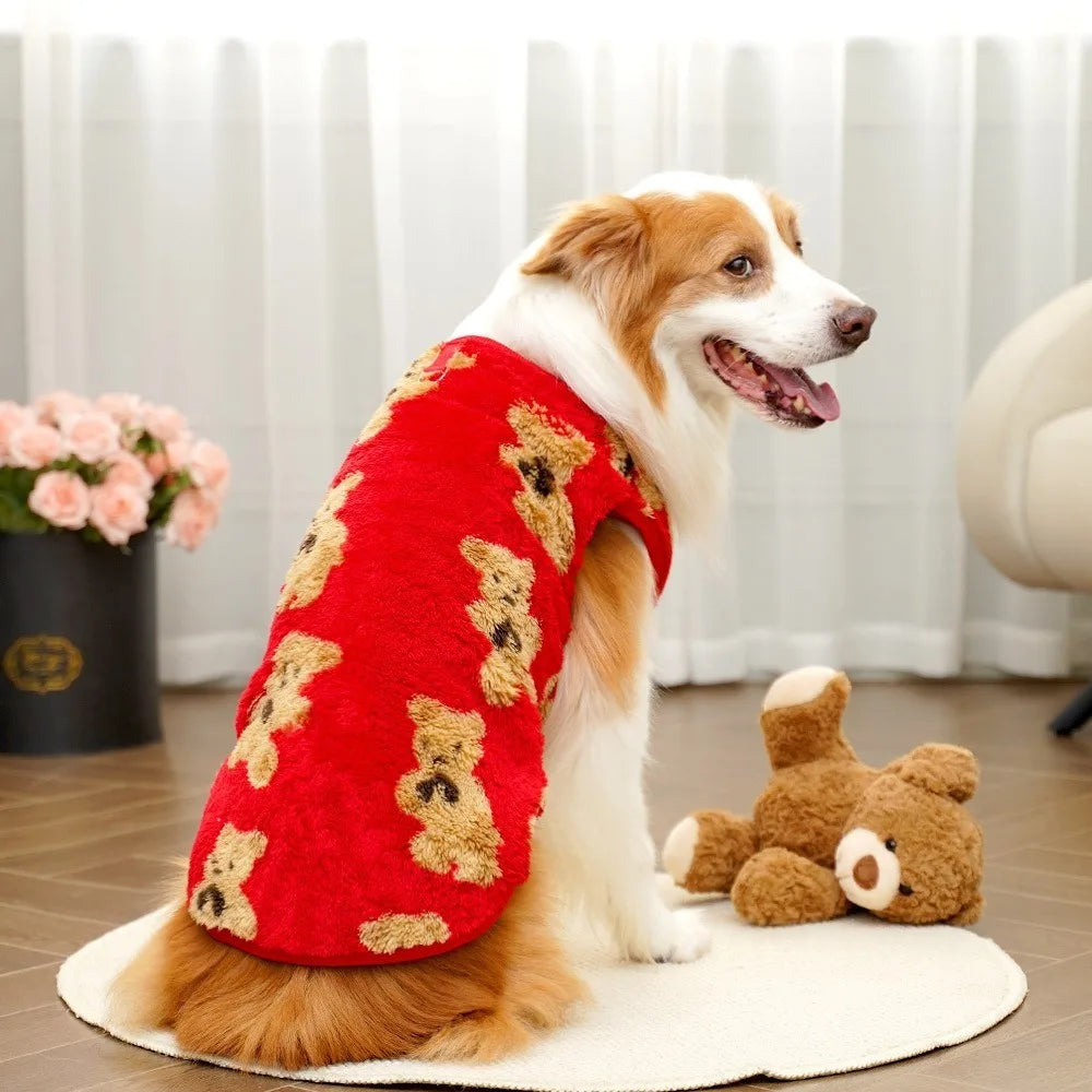 Winter Fleece Dog Vest Bear Pattern XS–9XL | Pet Sweater