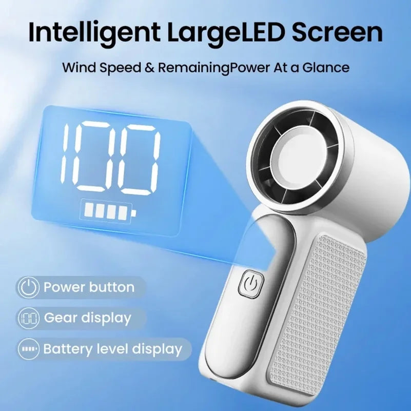 VIBE USB Rechargeable Mini Handheld Fan – Digital Display & Light