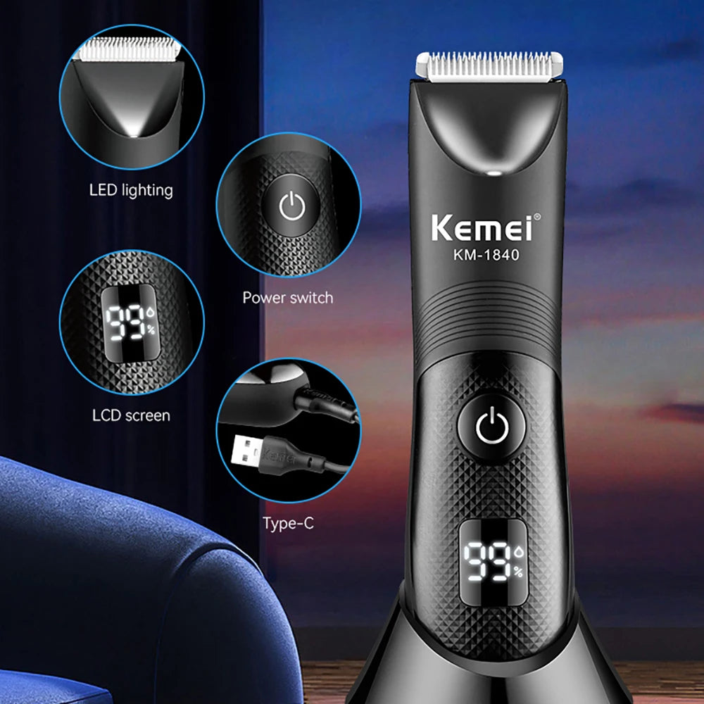 Kemei KM-1840 Waterproof Body Groomer Trimmer – Ceramic Blade