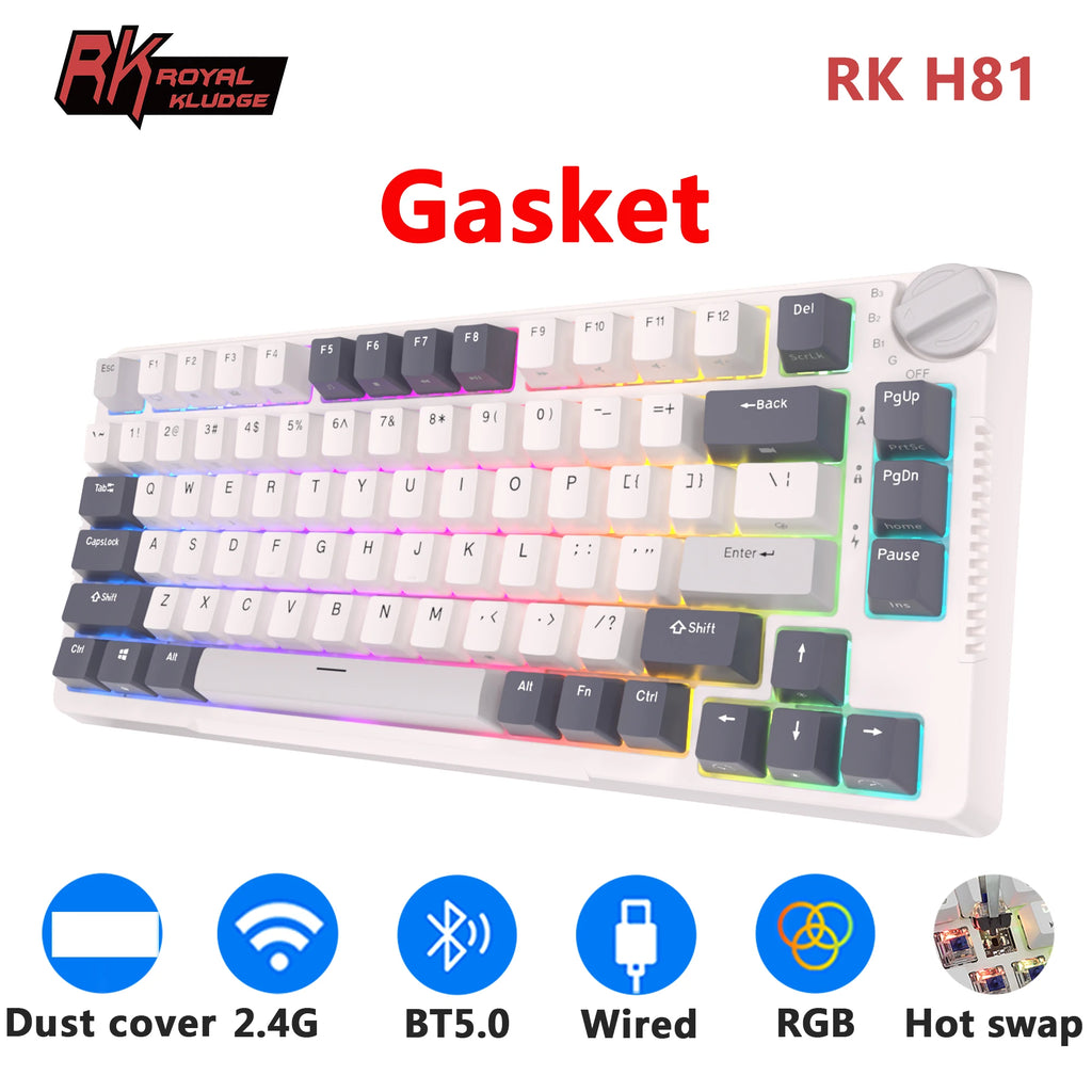RK H81 Gasket Tri-Mode RGB Mechanical Keyboard 81 Key