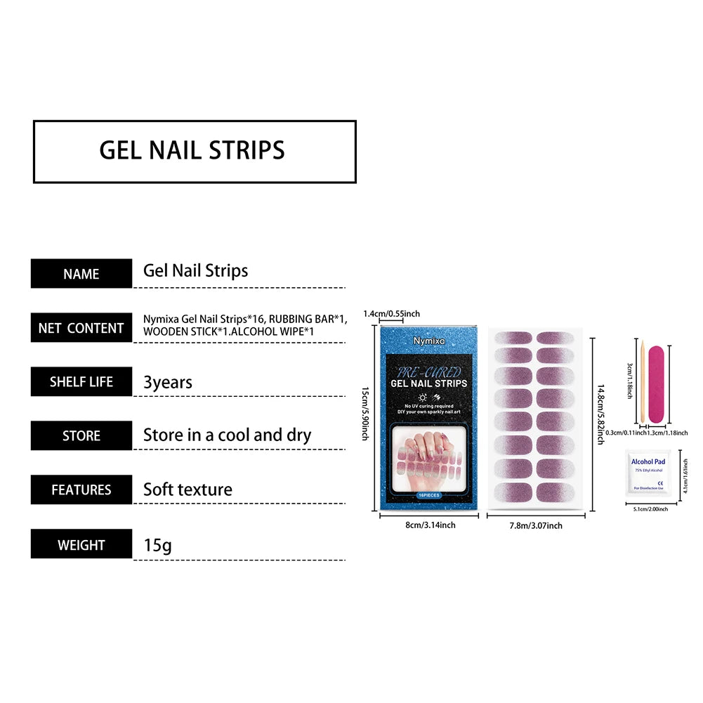 Iridescent Semi Cured Gel Nail Strips – DIY Manicure Kit