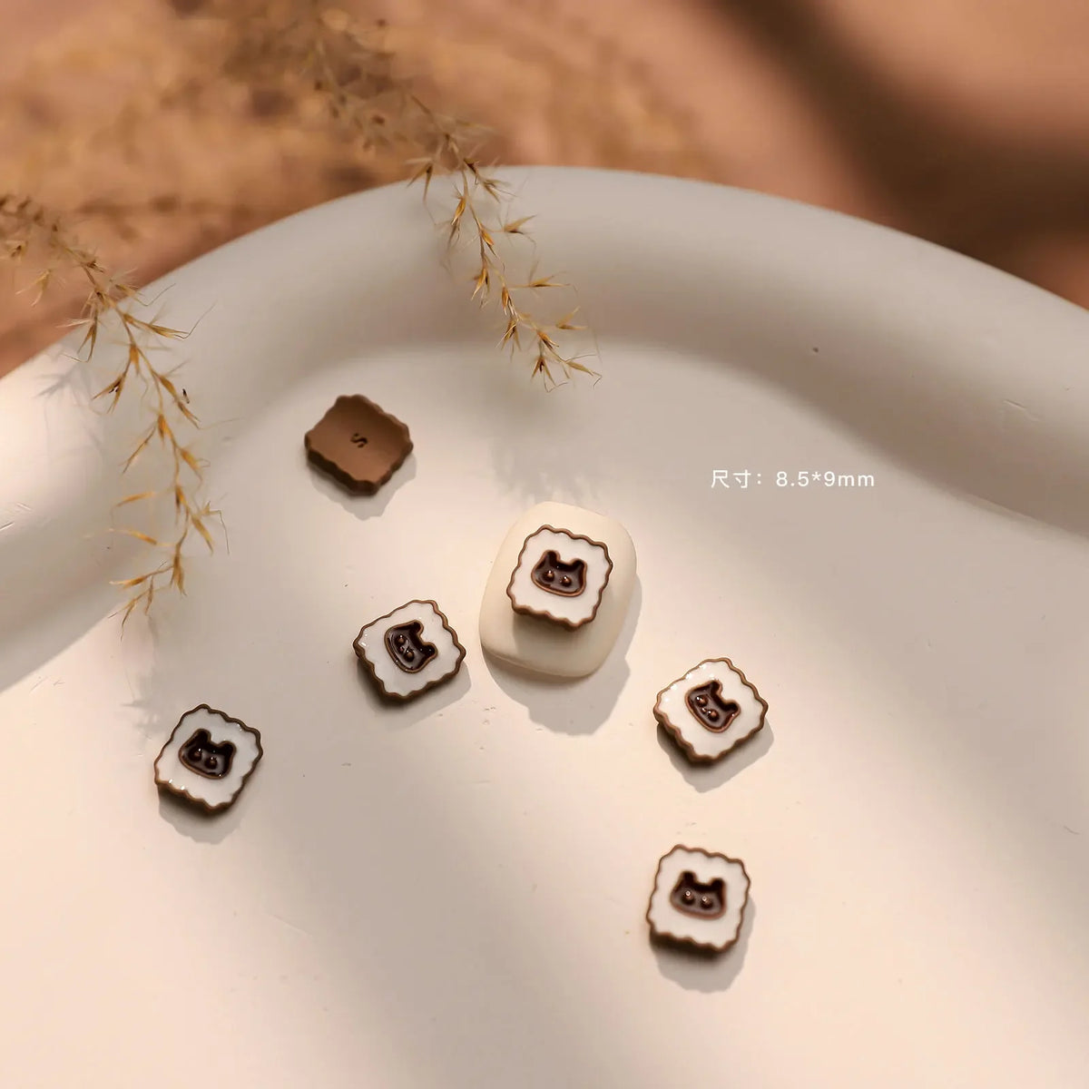 2PCS Autumn Metal Nail Charms Bear Bow Flower DIY Decorations