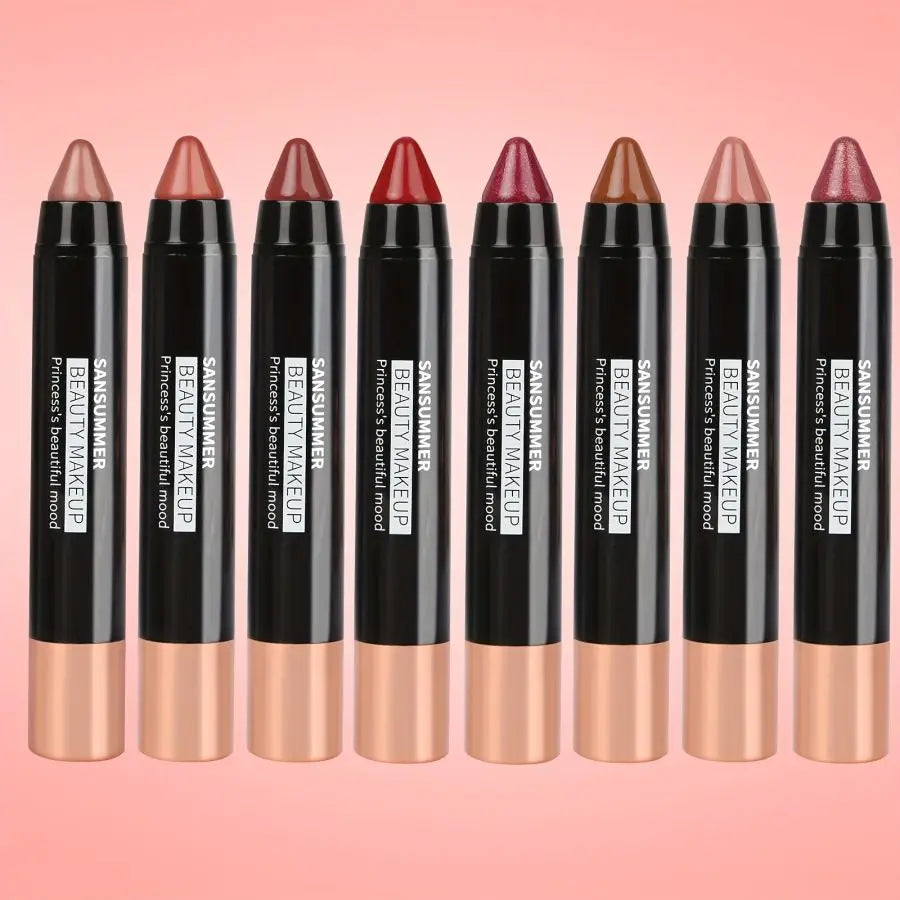 VIBE 8-Color Matte Moisturizing Lipstick Crayons – Waterproof