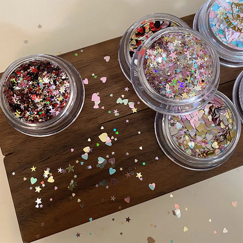 3D Star Nail Glitter Sequins – Mixed Color Nail Art Flakes