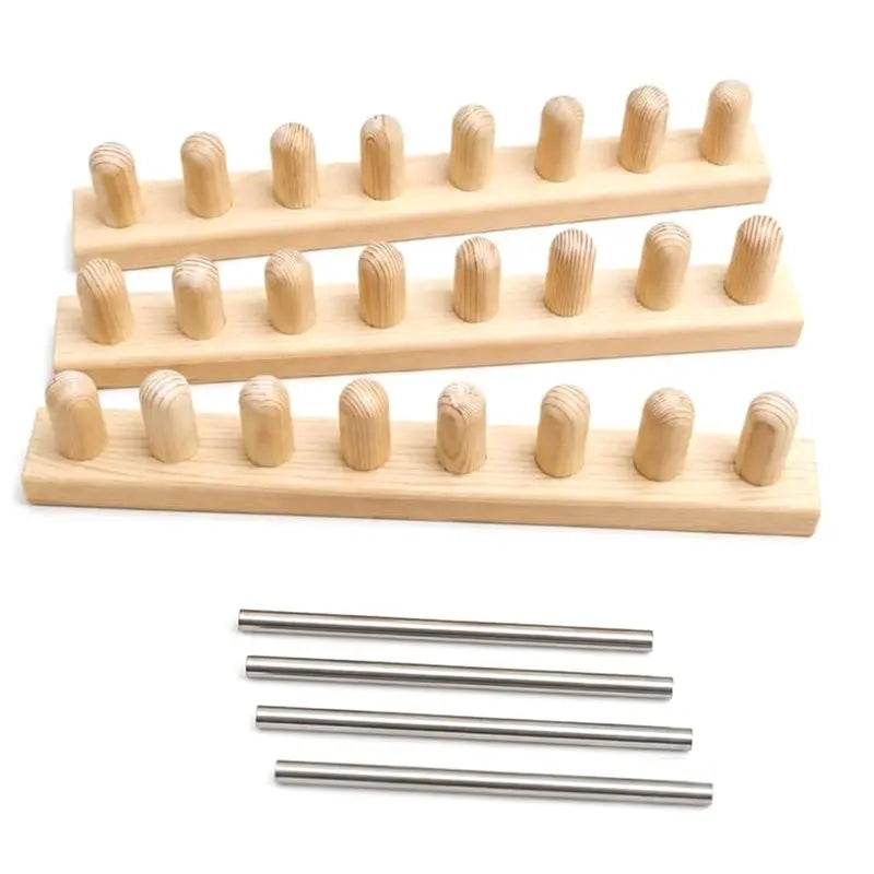 Wood Hand Knitting Loom for Chunky Yarn – Beginner Starter Set