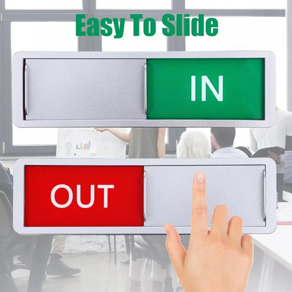 Reversible IN OUT Door Sign Self-Adhesive Sliding Indicator