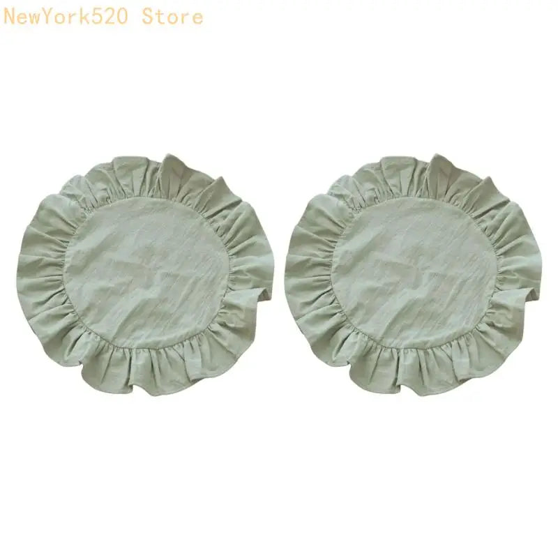 Ruffled Round Table Placemats Scalloped Edge – 2/4 Pack