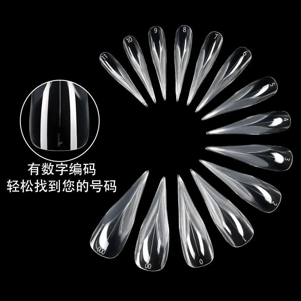 140Pcs Clear Stiletto Nail Tips – Eagle & Cat Claw Forms