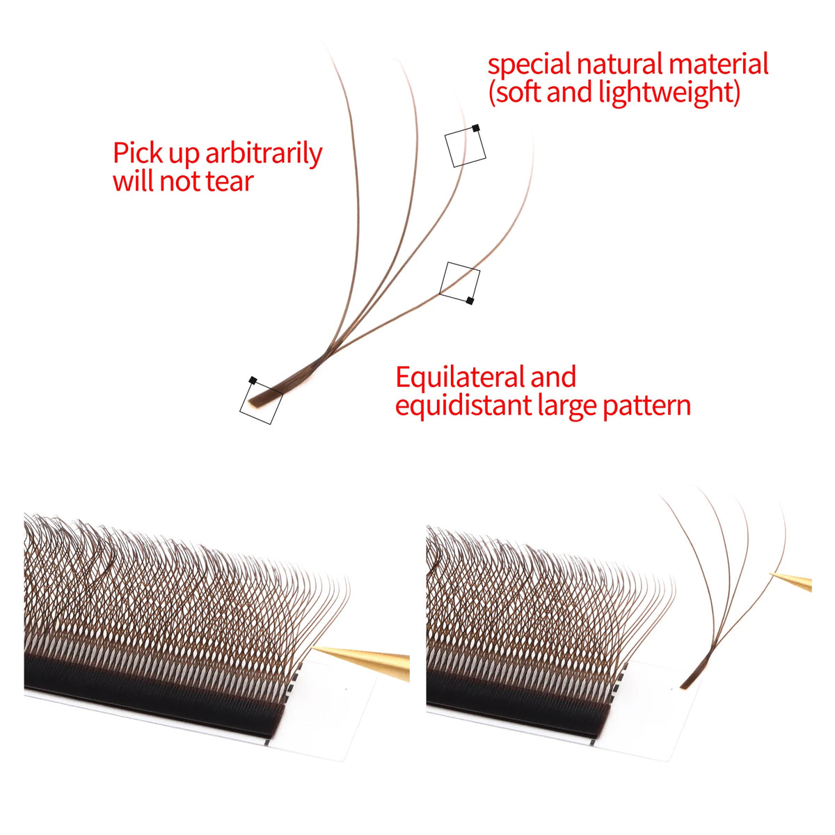 XIUSUZAKI Brown 4D W-Shape Premade Fan Eyelash Extensions