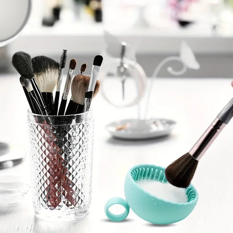 Silicone Makeup Brush Cleaner Bowl & Scrubber Mat