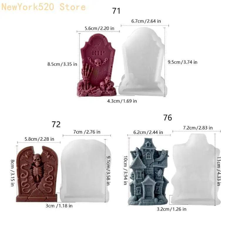 Halloween Silicone Mould Set – Tombstone & Skull Designs