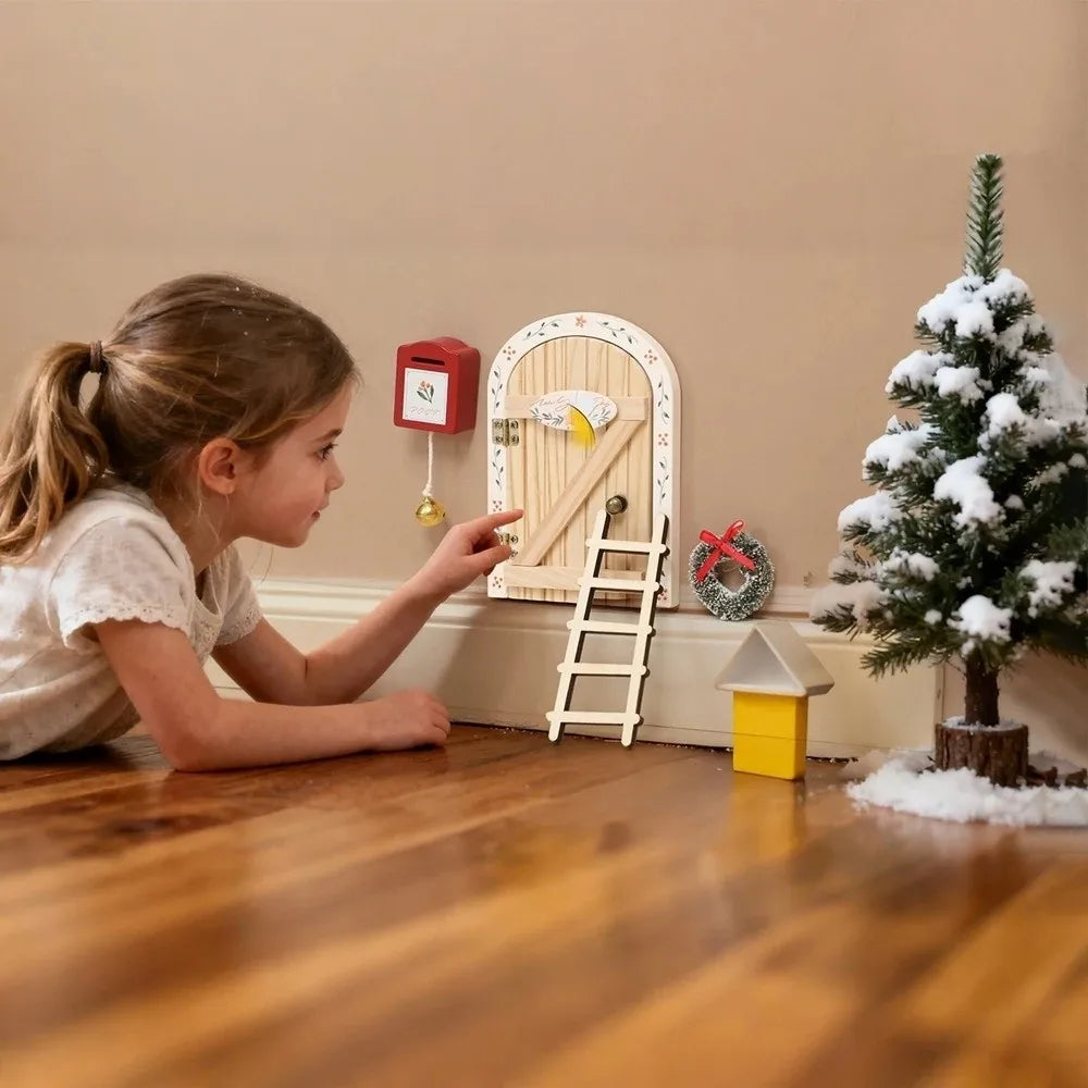 Wooden Mini Fairy Elf Door Christmas Room Decoration Gift