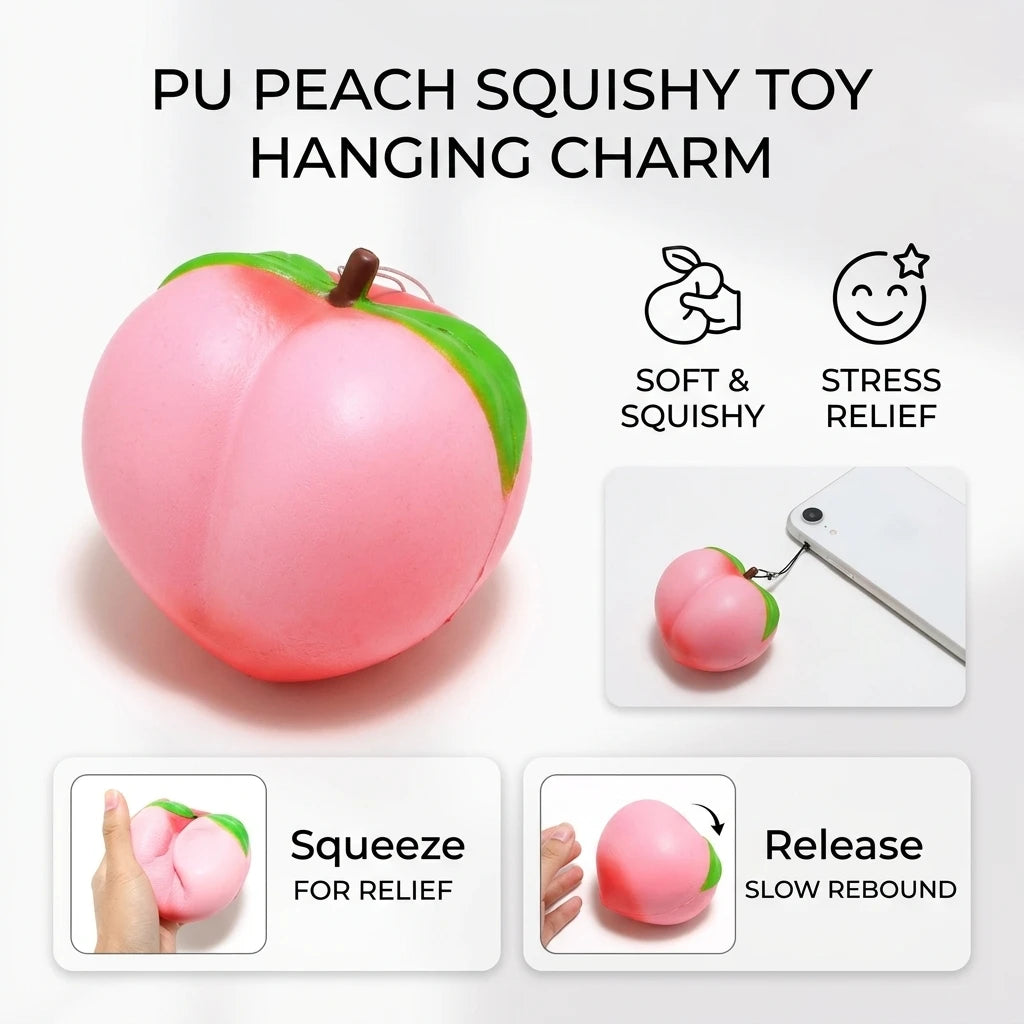 Peach Squeeze Toy Soft PU Slow Rebound Sensory Fidget Gift