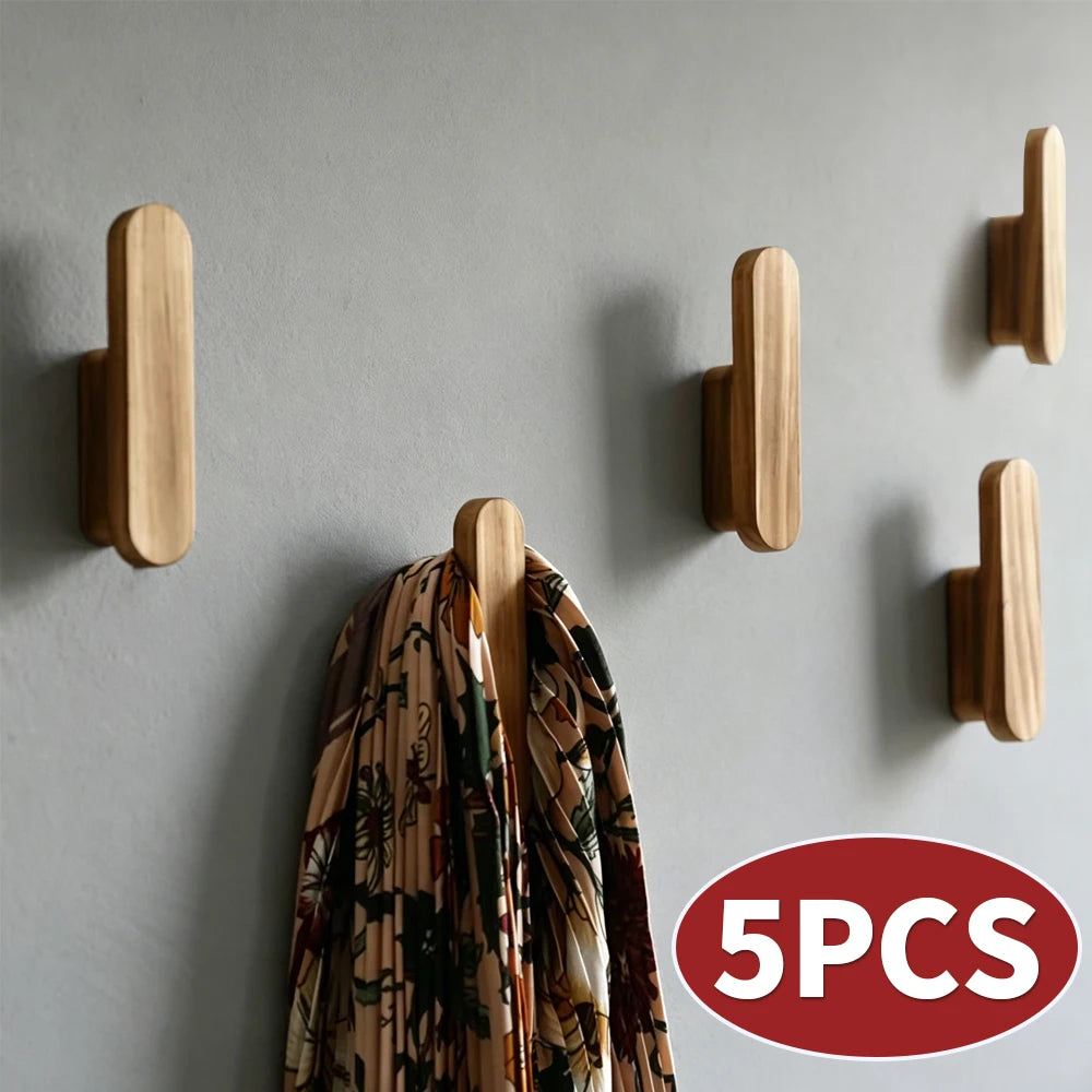 Wooden Wall Hook with Screws – Coat, Key & Hat Hanger