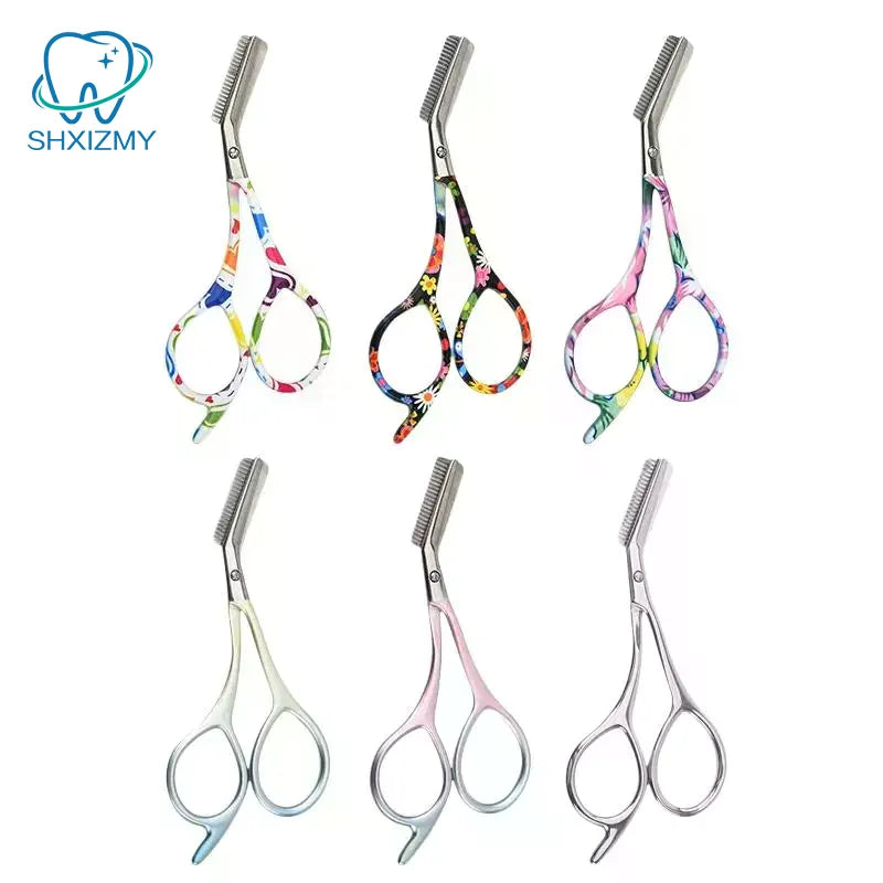 Stainless Steel Eyebrow Scissors with Comb – Precision Trimmer