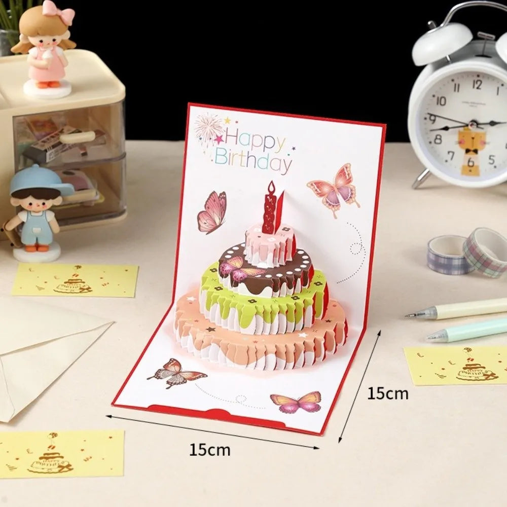 3D Pop-Up Musical Birthday Cake Card with LED Light & Envelope