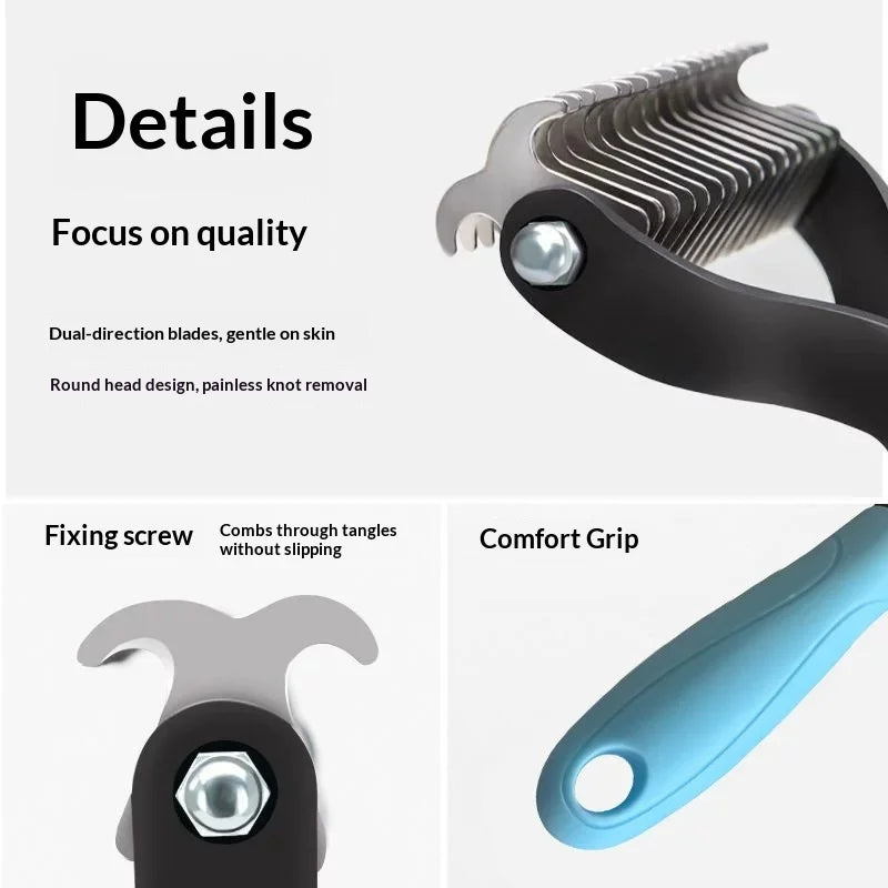 Pet Dematting Comb – 17-Tooth Grooming Brush for Dogs & Cats