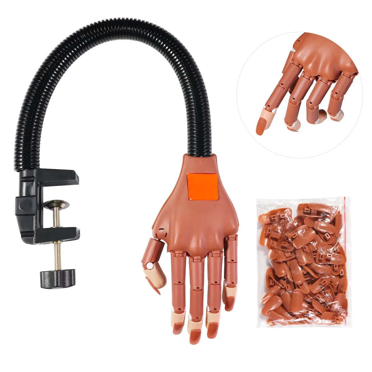Flexible Nail Training Hand & 100 Replaceable Tips | Misscheering