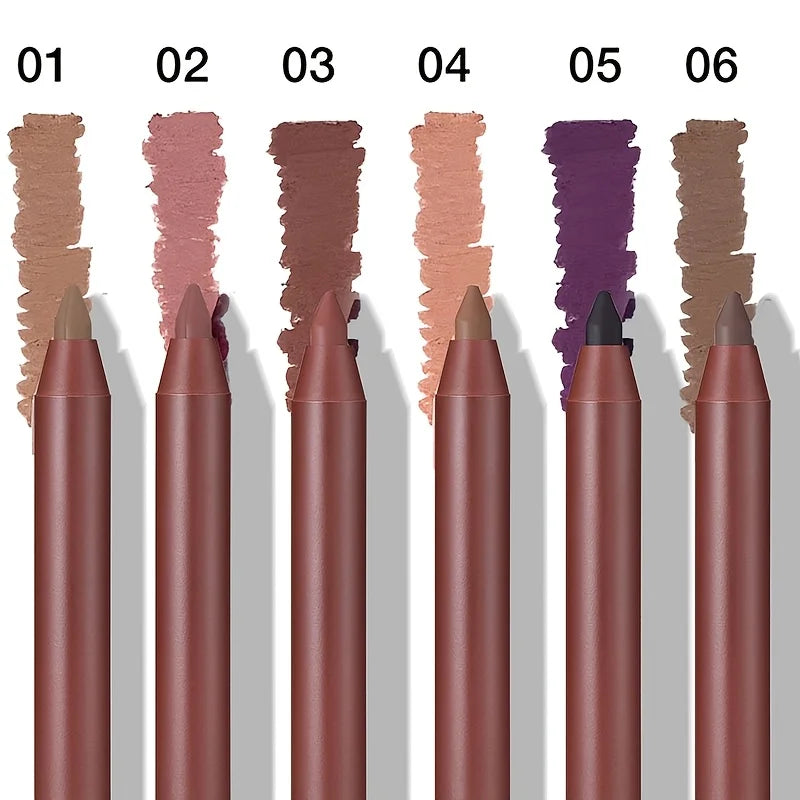 VIBE 6-Shade Waterproof Matte Lip Liner – Long-Lasting