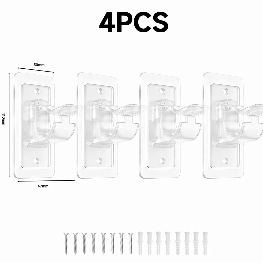 No-Drill Self-Adhesive Curtain Rod Brackets – Wall Mount Holder
