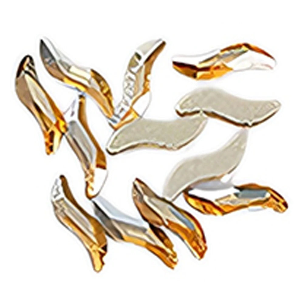 100pcs Champagne Gold Nail Rhinestones – Irregular Crystal Gems Set