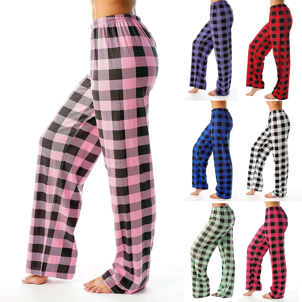 Women's Plaid Lounge Pants – Drawstring Sleep Bottoms S–3XL