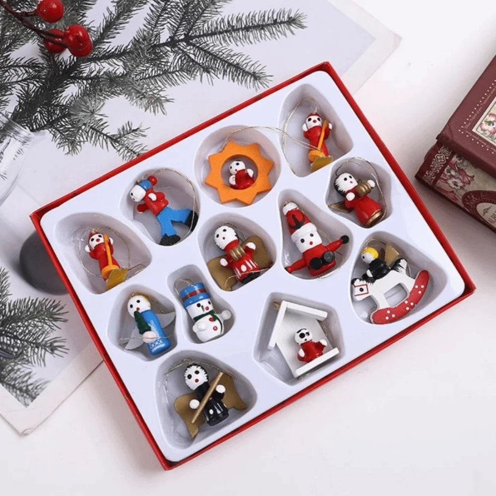 Wooden Christmas Tree Ornaments DIY Hanging Set 10–30 Pcs