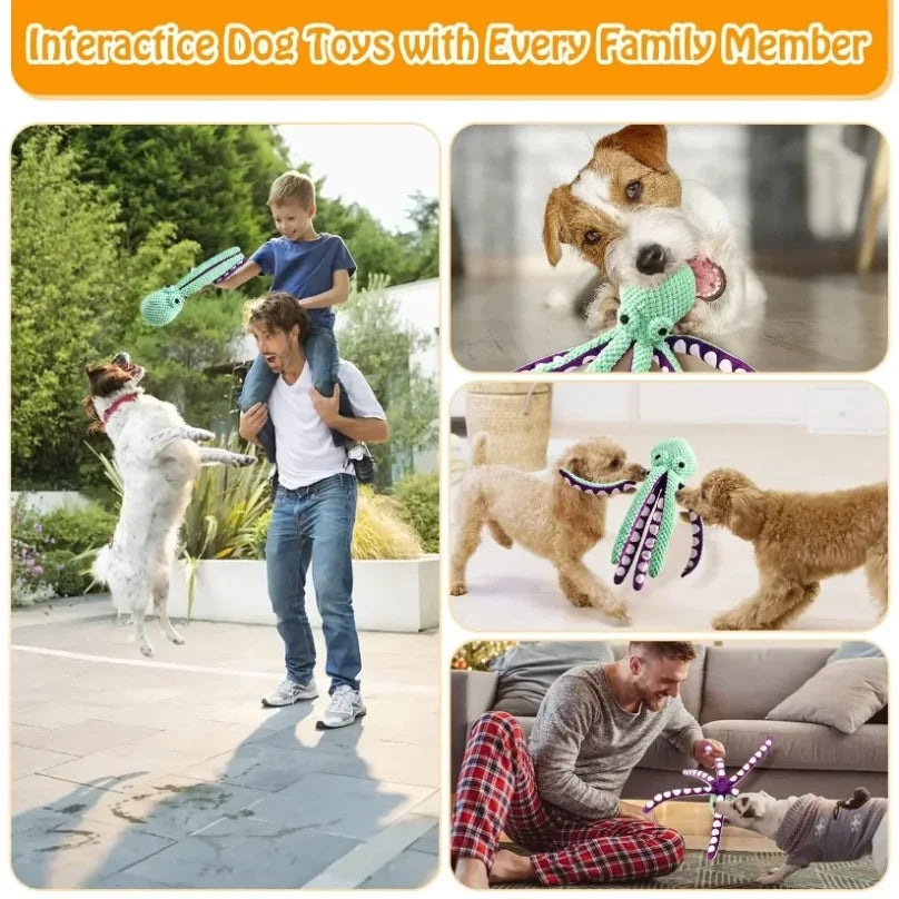 Plush Squeaky Octopus Dog Toy – Interactive Chew & Fetch