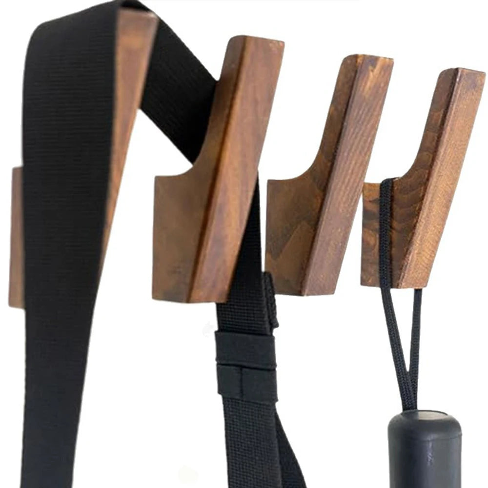 VIBE Walnut Wood Wall Hooks – Coat Rack & Key Holder