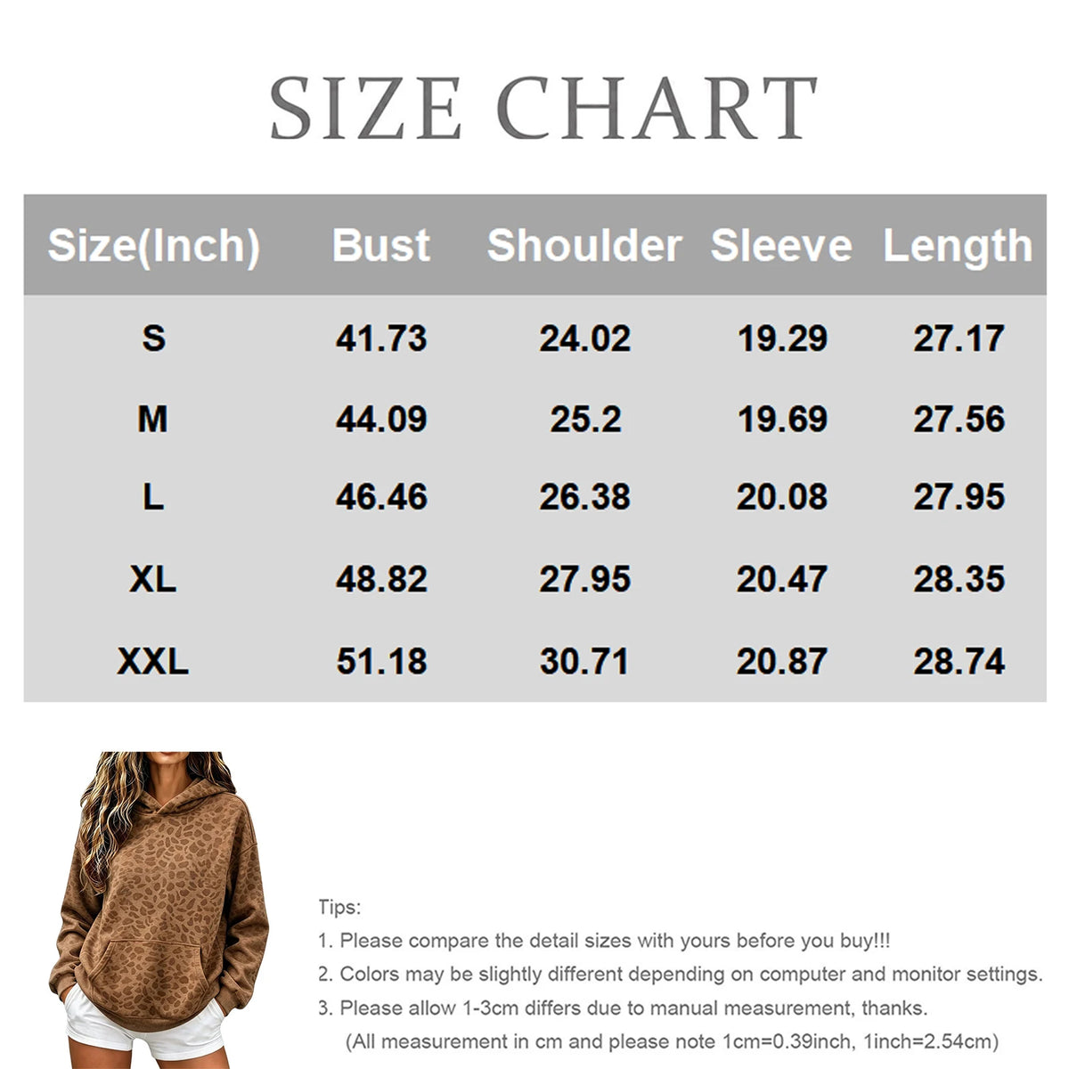 Women's Leopard Print Hoodie Loose Pullover Sweatshirt