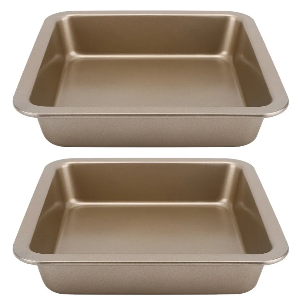 2-Pack Gold Non-Stick Carbon Steel Square Baking Pan Set