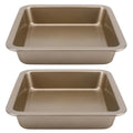 2-Pack Gold Non-Stick Carbon Steel Square Baking Pan Set