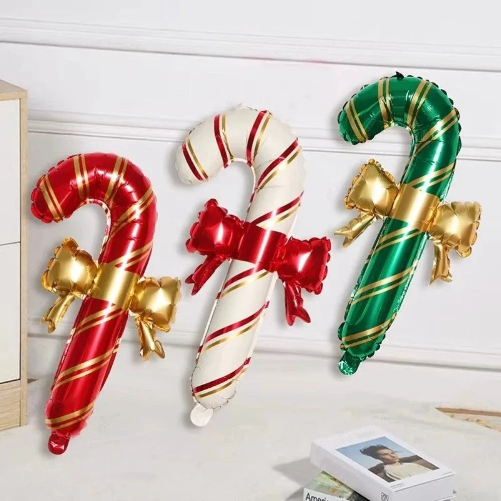 6-Pack Christmas Candy Cane Foil Balloons – Red & Green