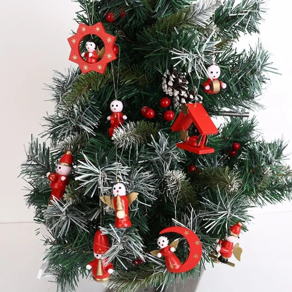 Wooden Christmas Tree Ornaments DIY Hanging Set 10–30 Pcs