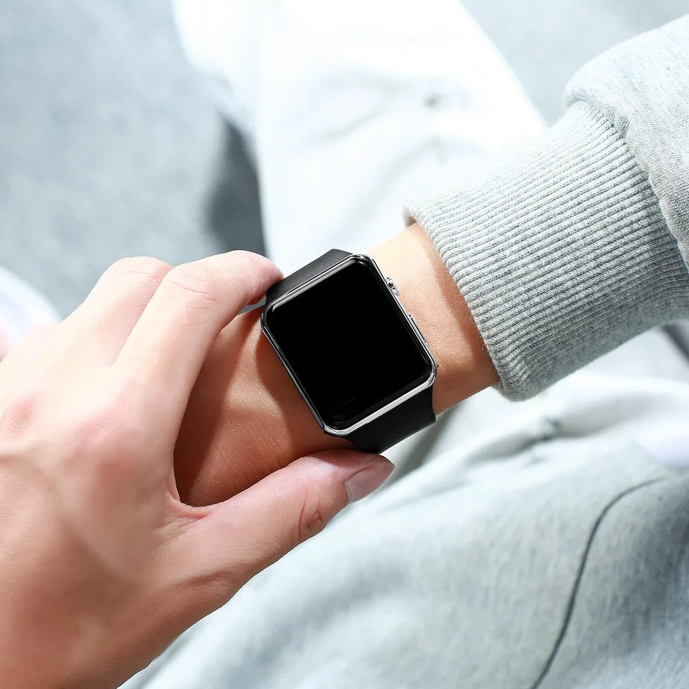 Square LED Digital Sport Watch – Unisex Silicone Strap