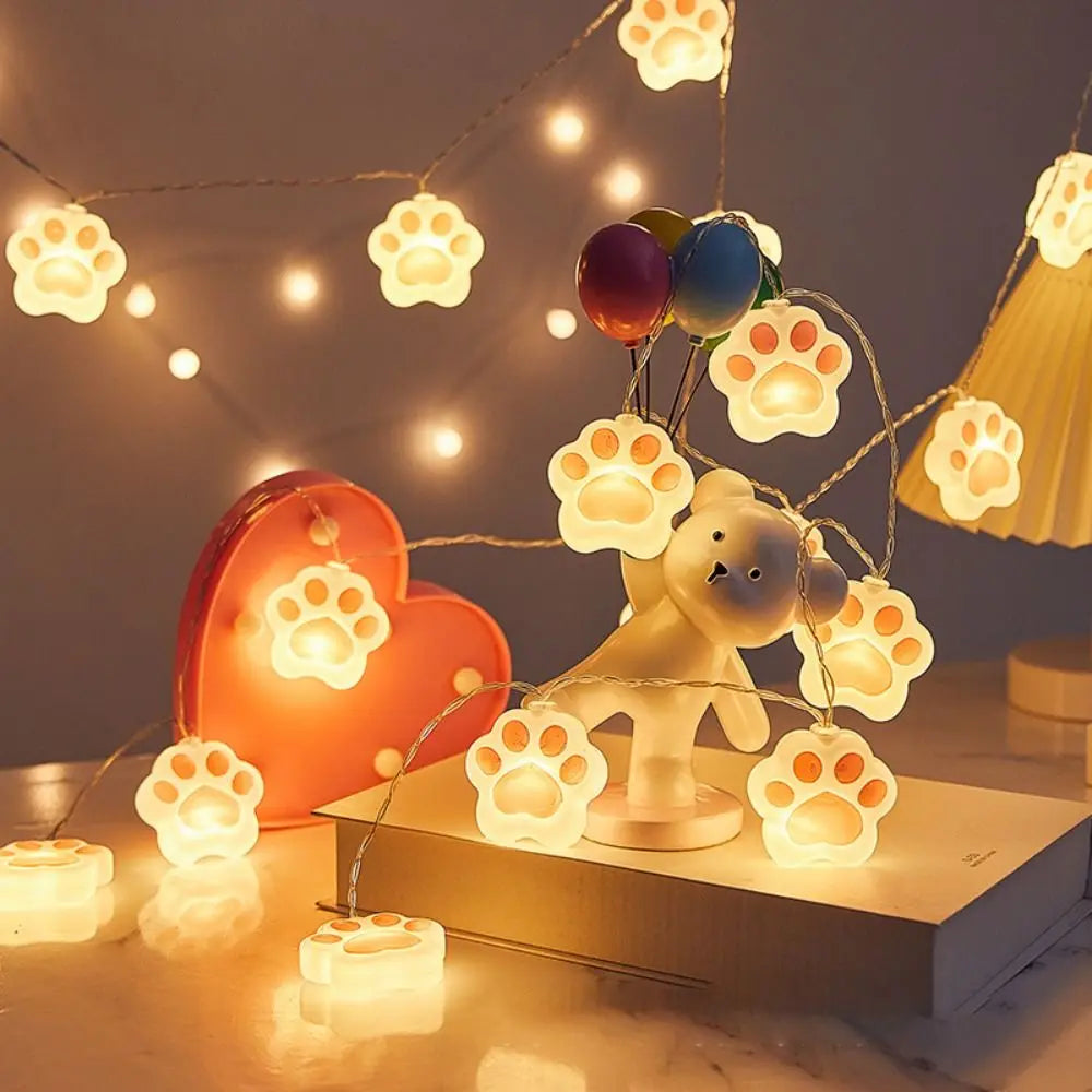 Cat Paw LED Fairy String Lights – USB & Battery, Waterproof