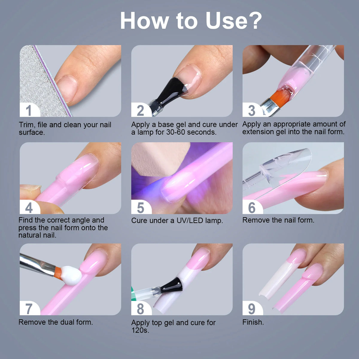 150pcs Dual Form Nail Extension Set – Clear French Tips