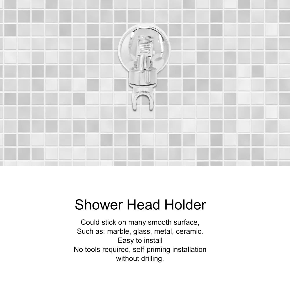2-Pack Adjustable Suction Cup Shower Head Holder No-Drill