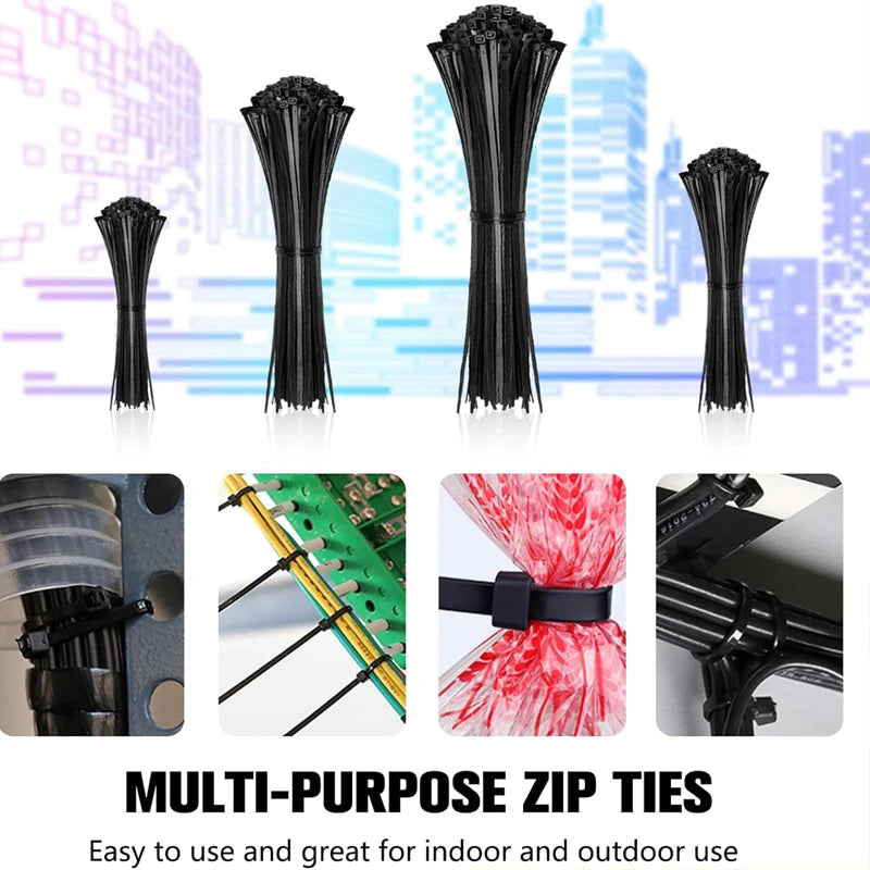Nylon Zip Ties Self-Locking Cable Ties 100–1000 Pcs