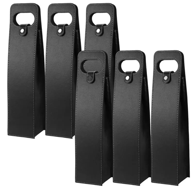 6-Pack PU Leather Wine Gift Bags – Single Bottle Carriers