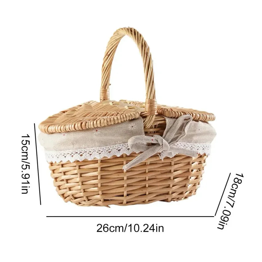 Handmade Wicker Picnic Basket with Handle – Willow Hamper