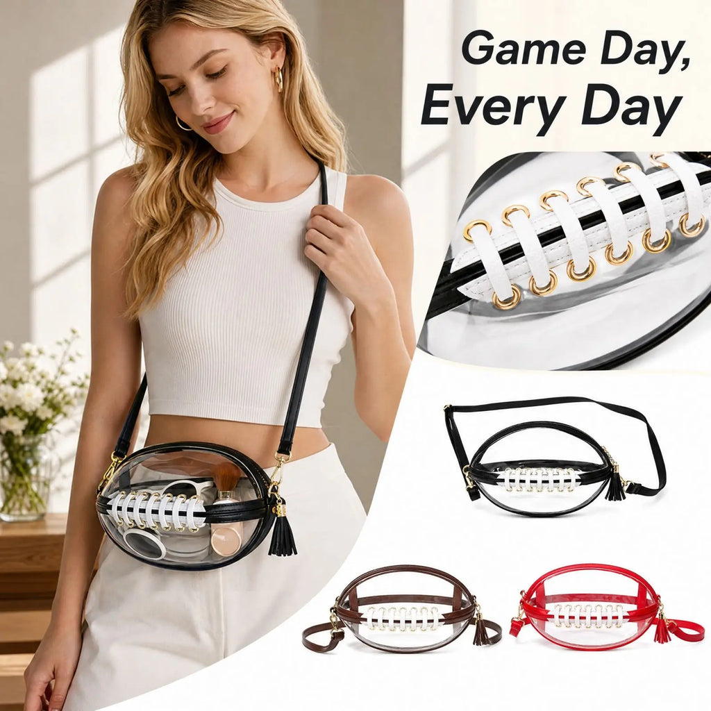 Football Shaped Clear Crossbody Bag | Tassel Purse for Women