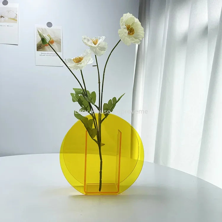 Rainbow Acrylic Vase – Modern Floral Tabletop Decoration