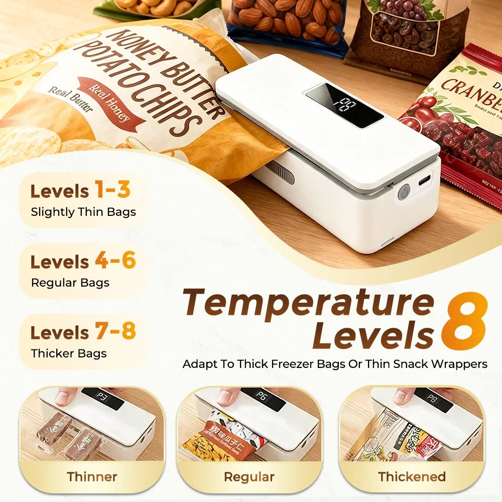 FLAREMORE Mini Rechargeable Handheld Heat Sealer – 8-Speed