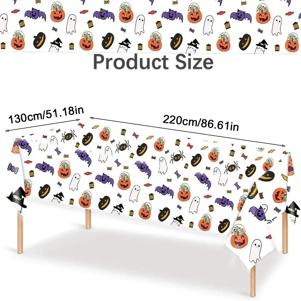 Halloween Disposable Tablecloth – Bronzing Pumpkin & Ghost Cover